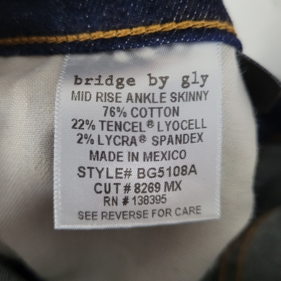 BRIDGE BY GLY | mid rise ankle skinny stretch distressed raw hem jeans - Picture 7 of 8